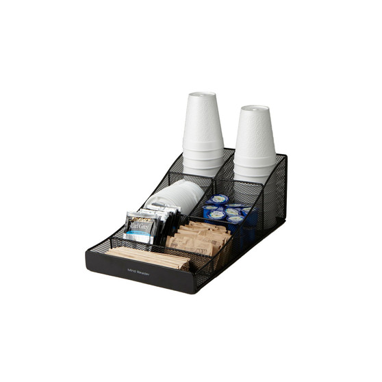 7 Compartment Coffee Condiment, Cups, Lids, Sugars, Stirrers,Storage Organizer