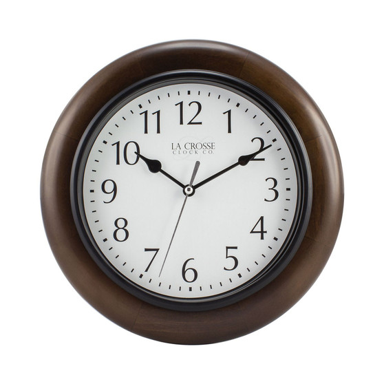 La Crosse Clock 404-2625 10" Solid Wood Analog Wall Clock