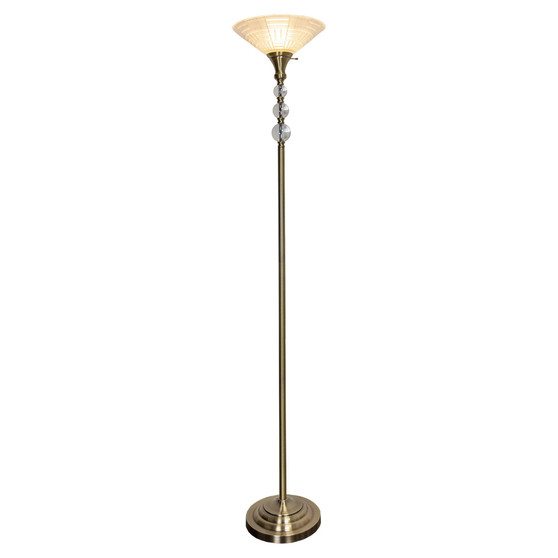 Alaris Orb Art Glass Antique-like Brass Torchiere Floor Lamp