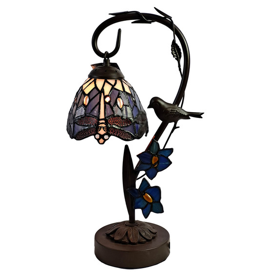 Bird on Vine Dragonfly Table Lamp