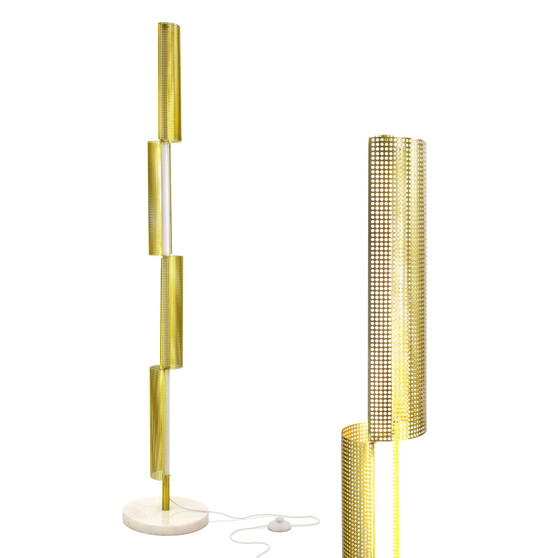 Callie LED Decor Floor Lamp with Brass Metal Shades
