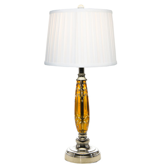Glossy Amber Lead Crystal Table Lamp