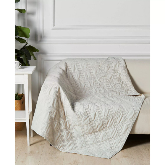 Washed Linen Quilted Throw, 50" x 60"