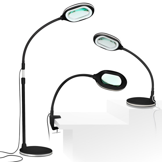 Lightview Pro LED 3-in-1 Magnifier Floor & Desk Lamp Combo - (1.75x) 3 Diopter