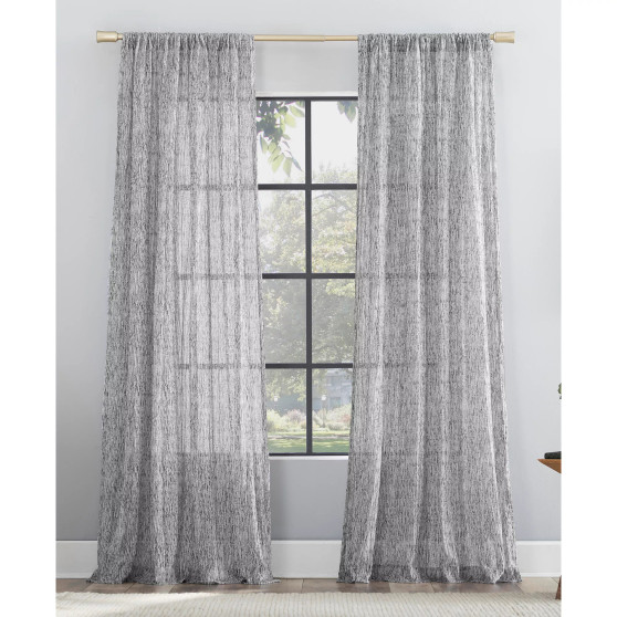 Tulin Watercolor Print Sheer Rod Pocket Curtain Panel, 50" x 84"