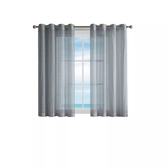 Cordelia Crushed Sheer Grommet Window Curtain Wide Panel Pair, 52" x 84"