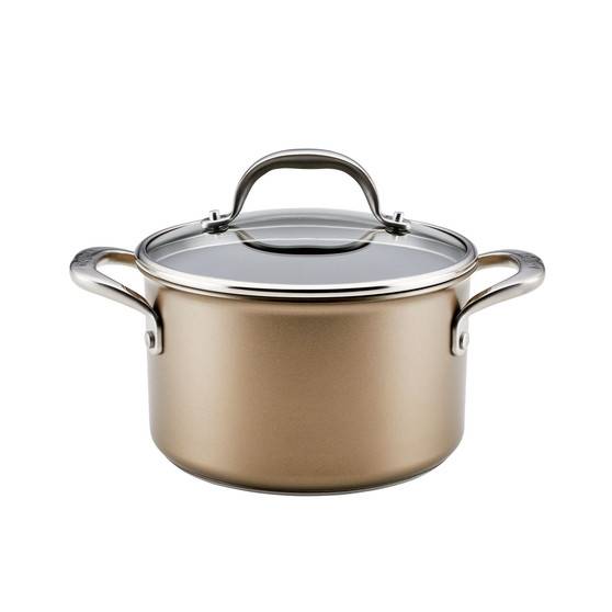 Ascend Hard Anodized Aluminum Non-Stick 4-Quart Saucepot with Lid