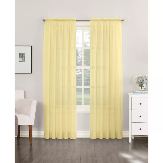 Sheer Voile Rod Pocket Top Curtain Panel, 59" x 63"