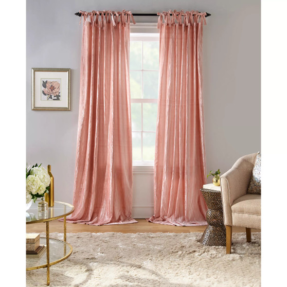 Korena 52" x 84" Tie-Top Crushed Velvet Curtain Panel