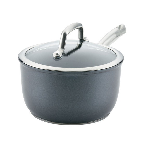 Accolade Forged Hard-Anodized Nonstick Saucepan with Lid, 2.5-Quart, Moonstone