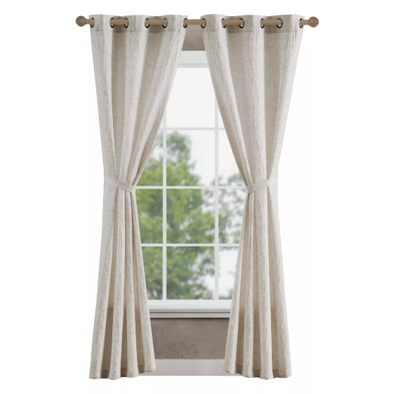 Tallulah Textured Blackout Grommet Window Curtain Panel Pair with Tiebacks, 38" x 84"