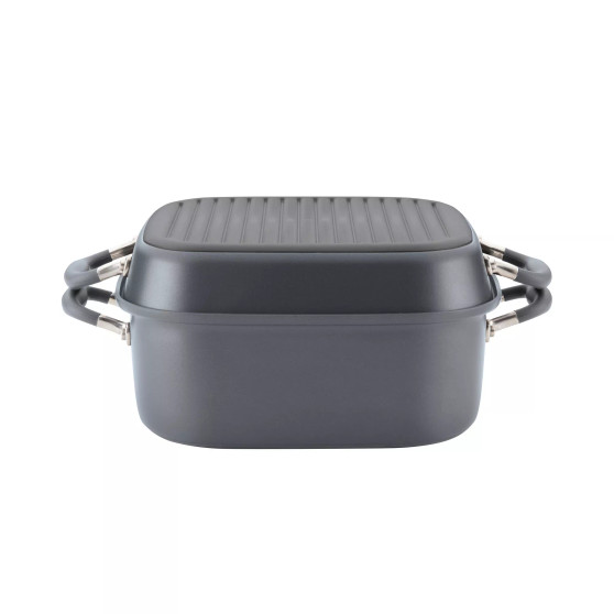 Advanced Home Hard-Anodized Nonstick Two Step Meal Set, 7-Qt. Roaster and an 11" Deep Square Grill Pan
