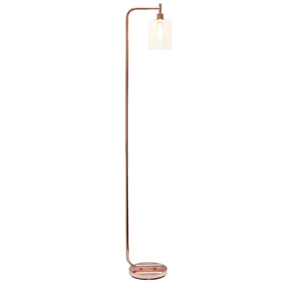 Modern Lantern Floor Lamp with Glass Shade