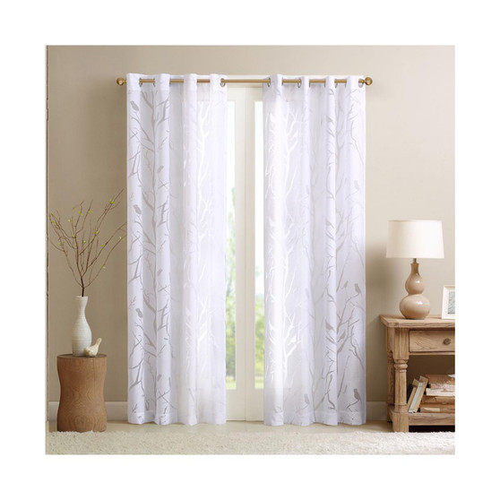 1-PC Averil Sheer Bird Window Panel, White - 50x84"