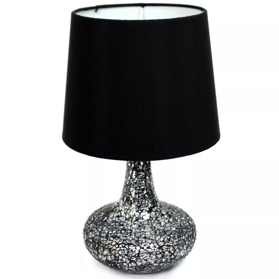 Mosaic Tiled Glass Genie Table Lamp with Fabric Shade
