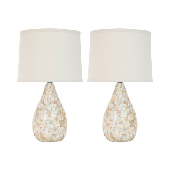 Set of 2 Lauralie Ivory Capiz Shell Lamps