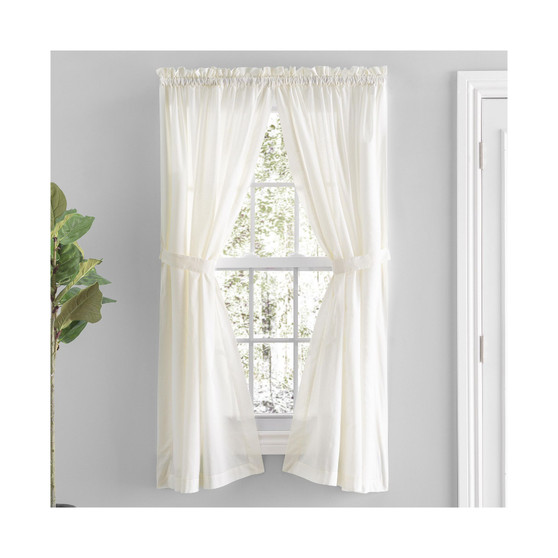Simplicity Rod Pocket Tailored Curtain Panel Pair w/Tiebacks 80"W x 84"L