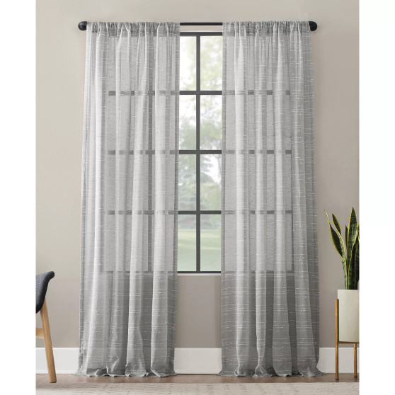 Textured Slub Stripe Anti-Dust Curtain Panel, 52" x 63"