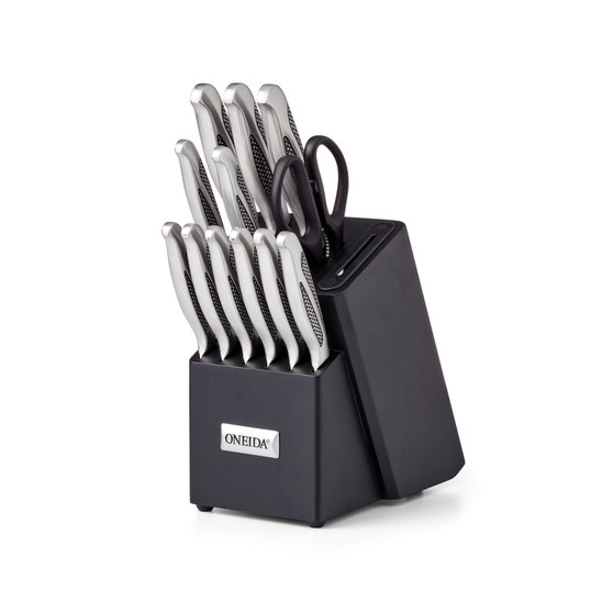 Stainless Steel 14 Piece Cutlery Block with Built-in Sharpener Set