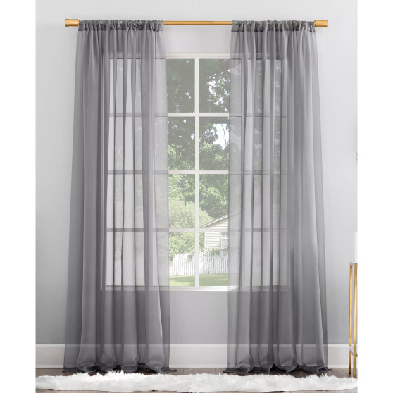Mallory Voile Sheer Rod Pocket Curtain Panel, 63" x 59"