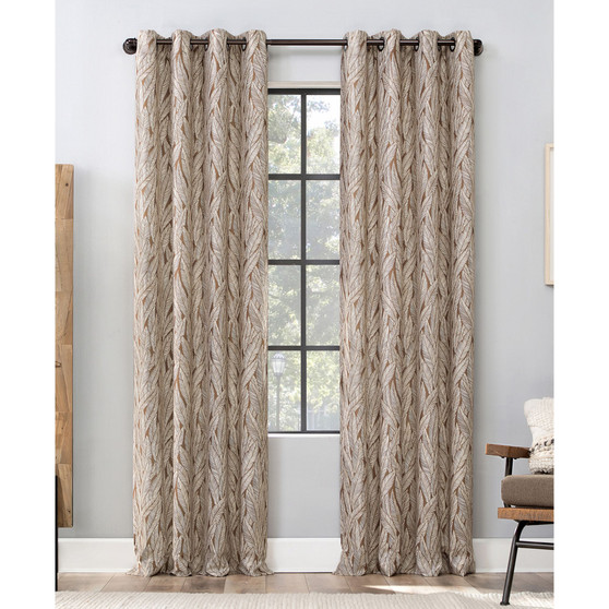 Celina Organic Leaf Semi-Sheer Grommet Curtain Panel, 96" x 50"