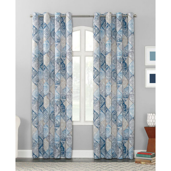 Lawson 54" x 63" Distressed Global Tile-Print Curtain Panel
