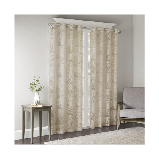 Leilani Palm Leaf Burnout Window Sheer - 50x84" - Natural