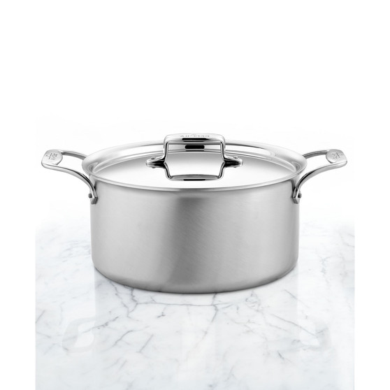 D5 Brushed Stainless Steel 8 Qt. Covered Stockpot