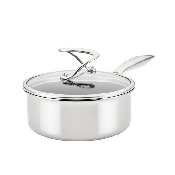 SteelShield C-Series Tri-Ply Clad Nonstick Saucepan with Lid, 2-Quart, Silver