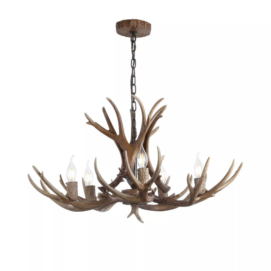 Eldora 30" Adjustable Resin Antler 5-Light LED Chandelier