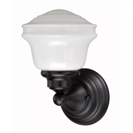 Huntley Farmhouse Bathroom Vanity Wall Light Schoolhouse Glass