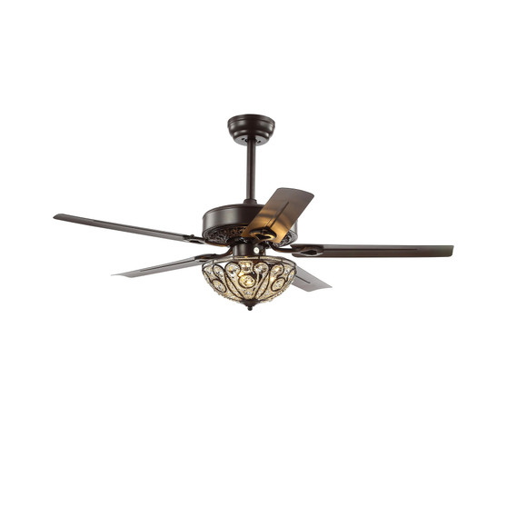 Ali 48" 3-Light Wrought Iron Led Ceiling Fan with Remote