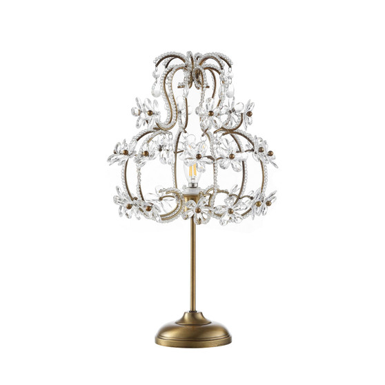 Clara 20.5" Crystal Flower Beaded Girandole, Acrylic Led Table Lamp