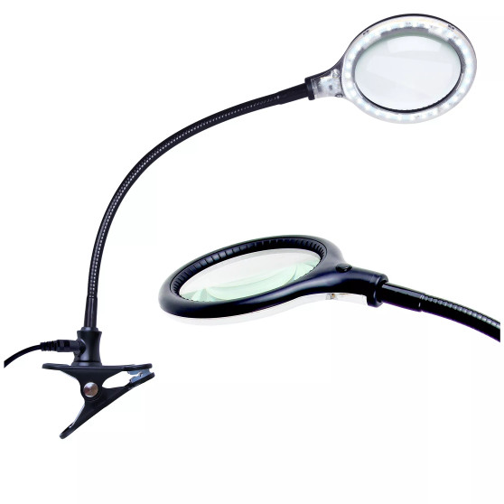 LightView Flex LED Clamp Magnifier Desk Lamp - (1.75x) 3 Diopter