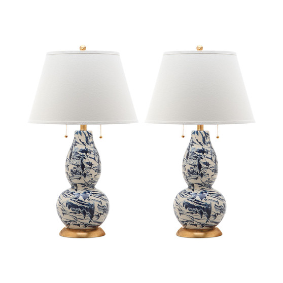 Set of 2 Color Swirls Glass Table Lamp