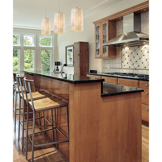 Coletta 1-Light Genuine Stone Pendant in Satin Nickel
