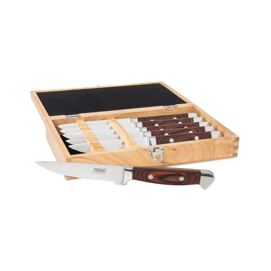 6 Piece Pakkawood Steak Knife Set with Box