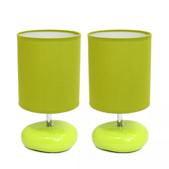 Simple Designs Stonies Small Stone Look Table Bedside Lamp 2 Pack Set