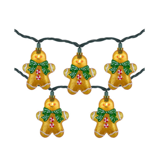 10 Count Gingerbread Man Christmas Clear Lights With Wire