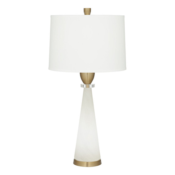 Faux Alabaster Glass with Warm Brass Table Lamp