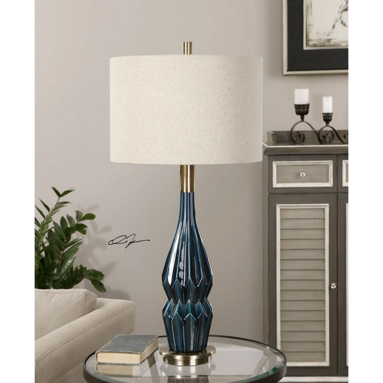 Prussian Blue Ceramic Lamp