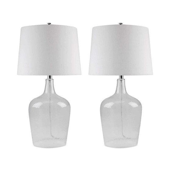Abbyson Set of 2 Zen Clear Glass Table Lamps
