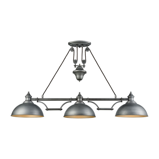 Farmhouse 3 Light Pulldown Island Light in Weathered Zinc