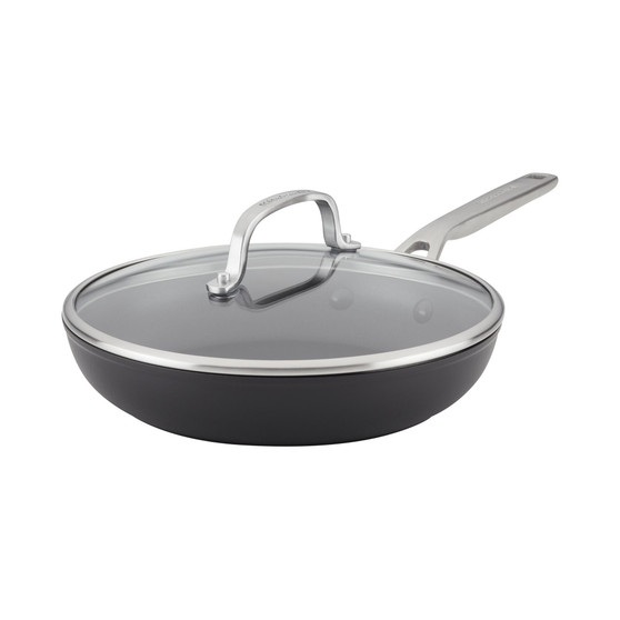 Hard-Anodized Induction Frying Pan with Lid, 10", Matte Black