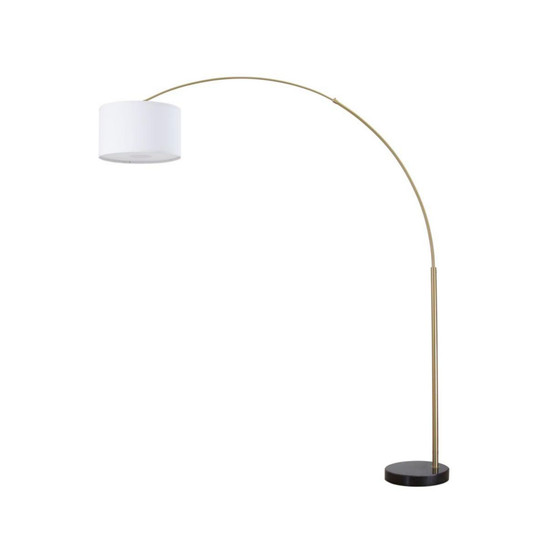 Modern 81" Tall Standing Adjustable Arched Floor Lamp with Drum Shade and Marble Base