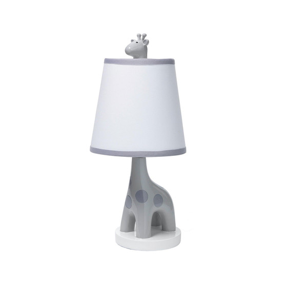 Giraffe and a Half Gray/White Nursery Lamp with Shade and Bulb