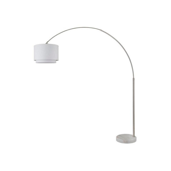Modern 81" Tall Standing Adjustable Arched Floor Lamp with Double Drum Shade and Marble Base