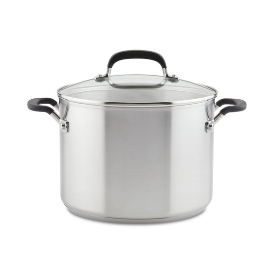 Stainless Steel 8 Quart Induction Stockpot with Measuring Marks and Lid