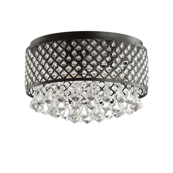 Evelyn 17" 3-Light Crystal Drops/Metal LED Flush Mount