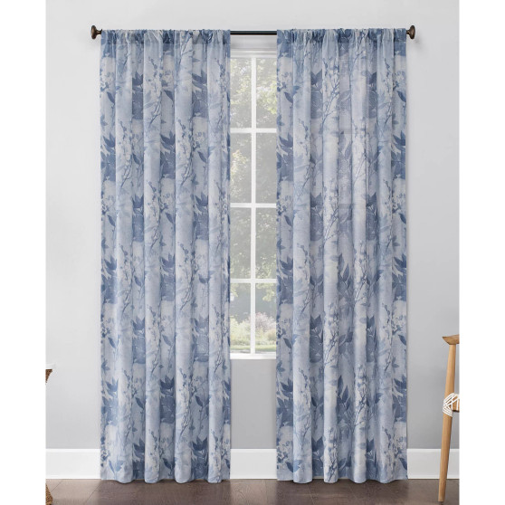 Hilary Floral 54" x 63" Semi-Sheer Curtain Panel